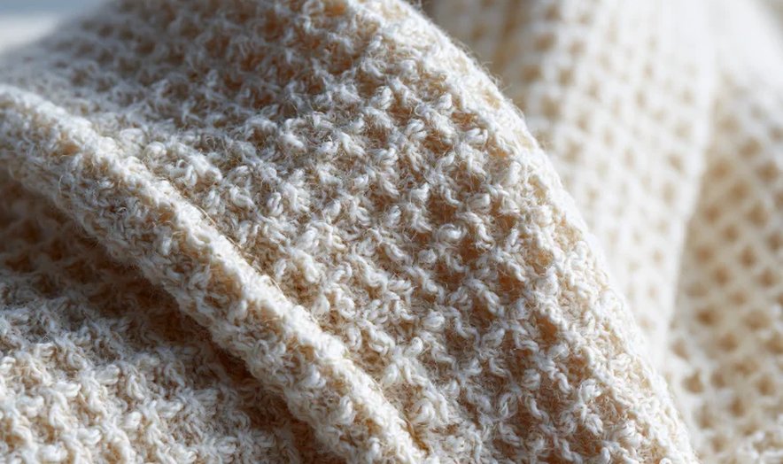 Close-up of waffle-weave fabric