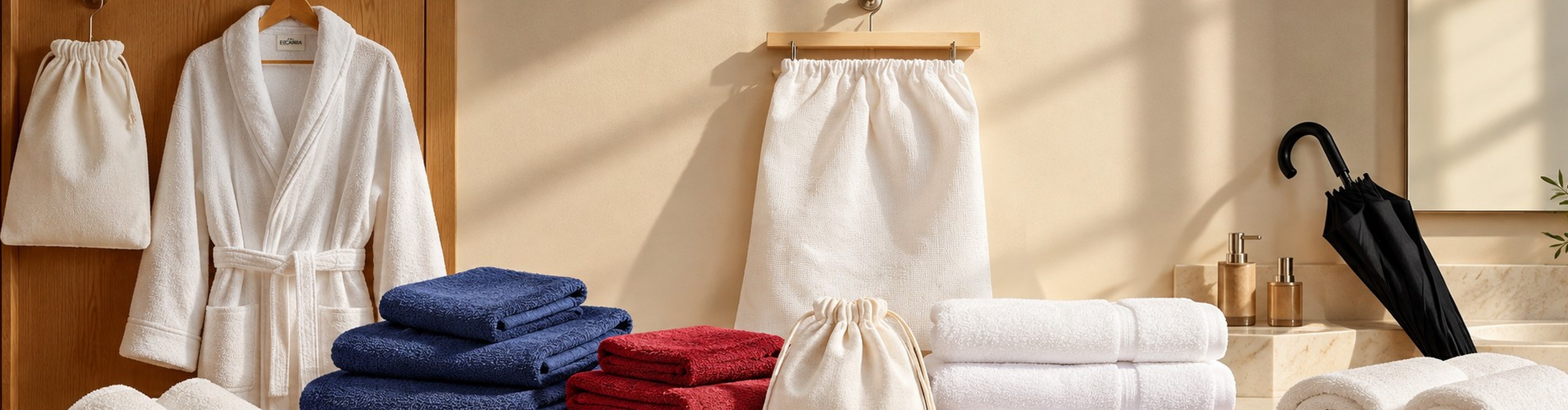 Robe, towels and bath textiles in a hotel room