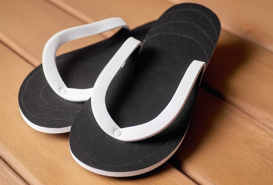 Pair of black and white guest slippers