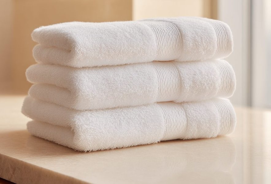 Stack of folded white towels