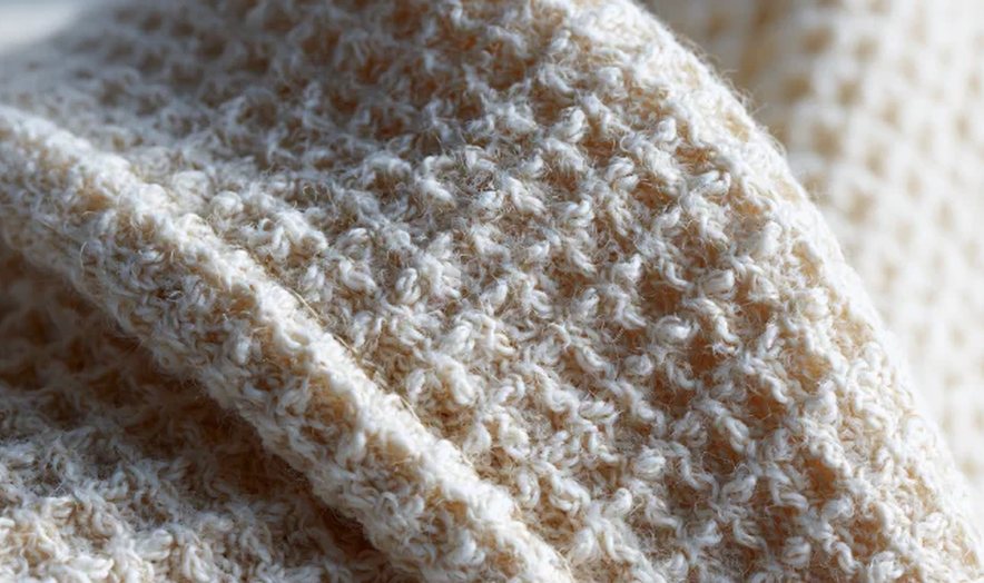 Close-up of waffle-weave fabric