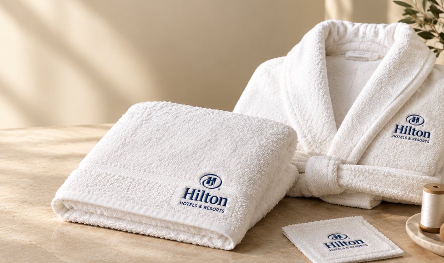 Embroidered towel and robe samples