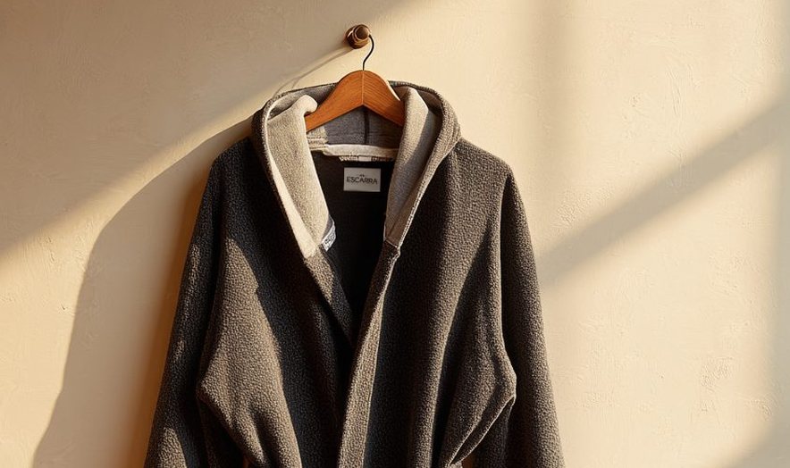 Dark robe sample on a hanger