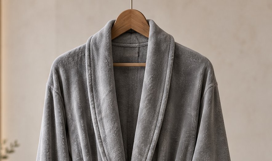 Grey robe on a hanger
