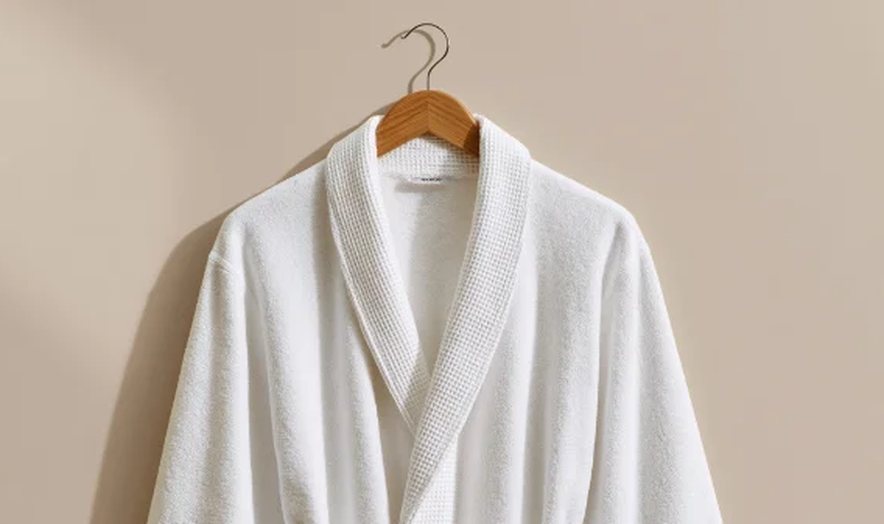 White spa robe on a hanger